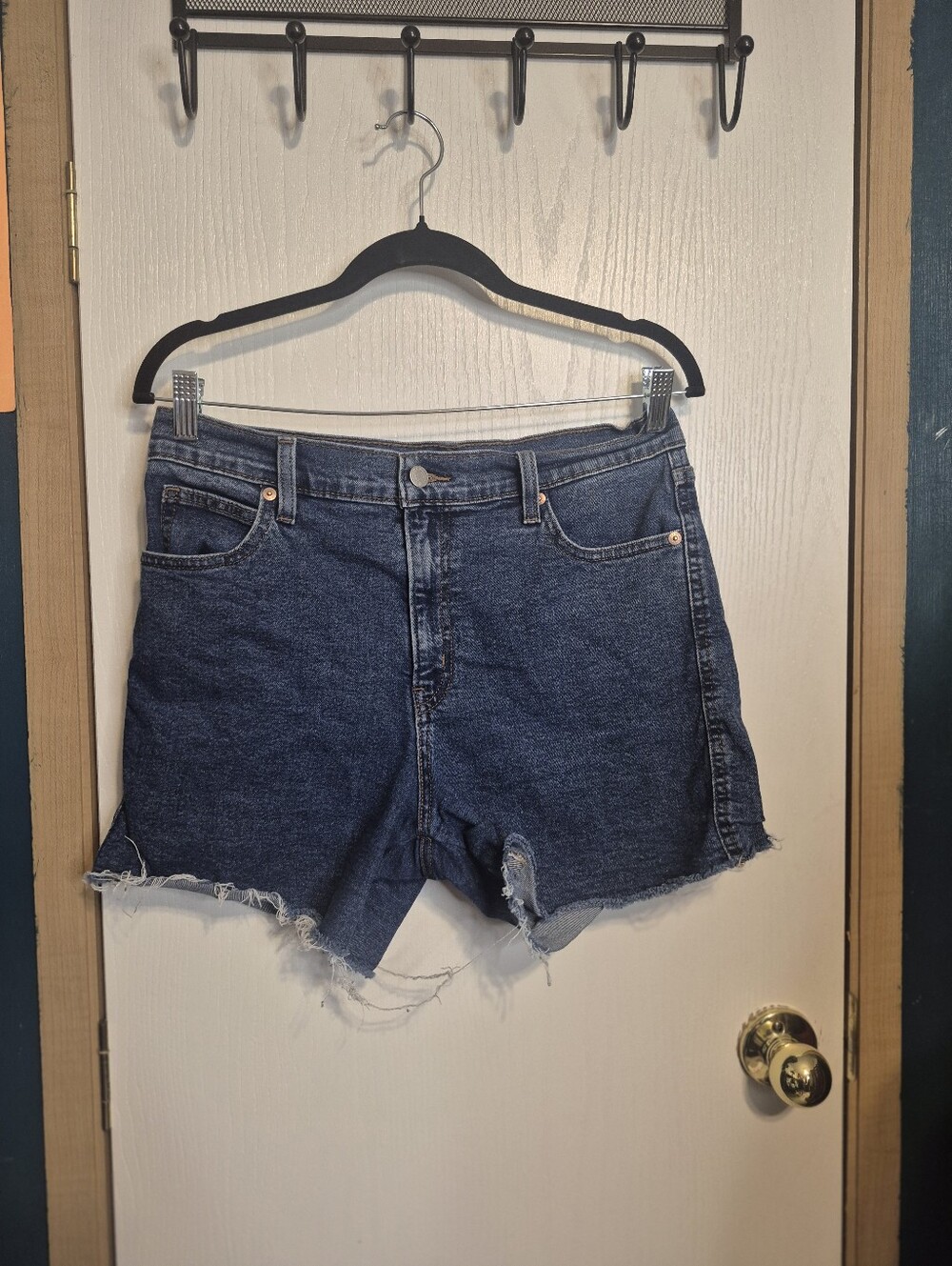 Signature by Levi Strauss Dark Blue Denim Cutoff Shorts